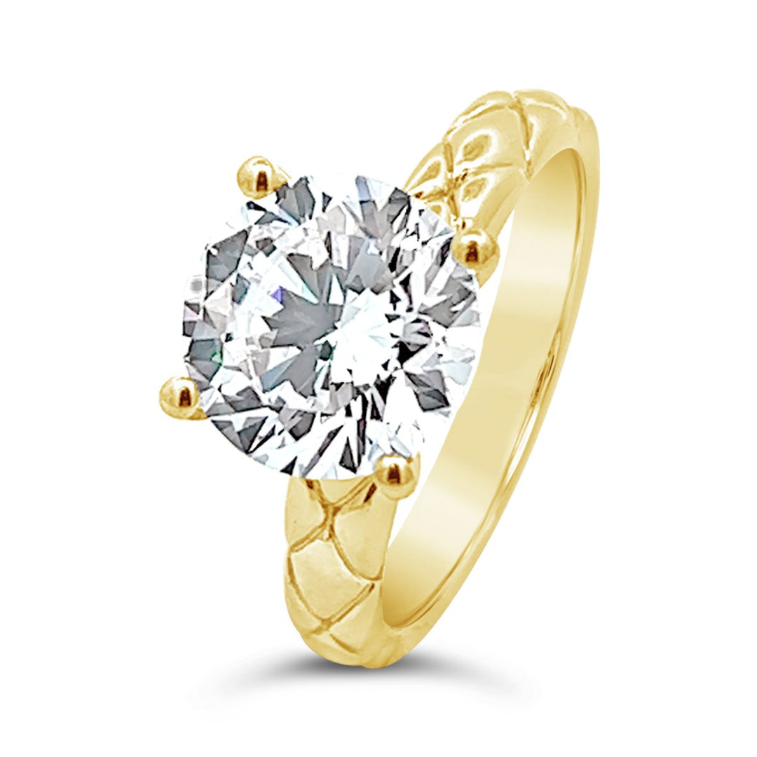 One Piece Casting Engagement Ring with Etched Design - The Diamond Guys