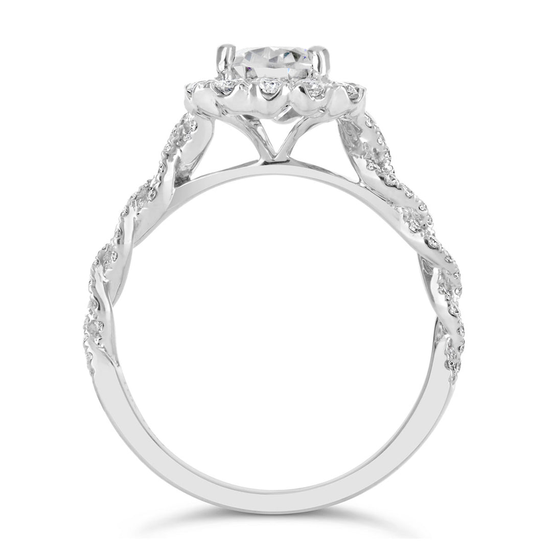 Diamond Halo Rope Band Engagement Ring - ARD2154