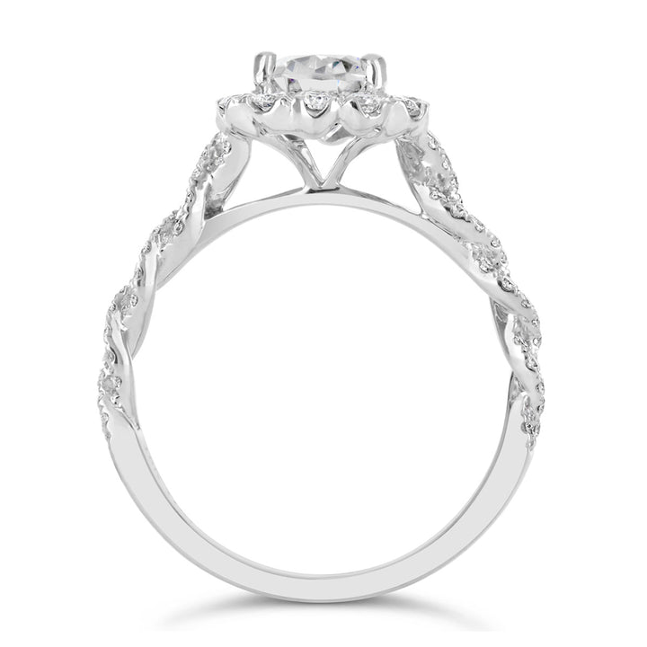 Diamond Halo Rope Band Engagement Ring - ARD2154