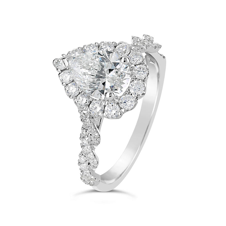 Diamond Halo Rope Band Engagement Ring - ARD2154