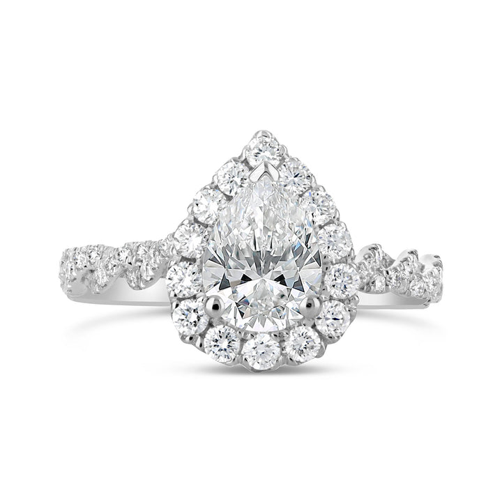 Diamond Halo Rope Band Engagement Ring - ARD2154