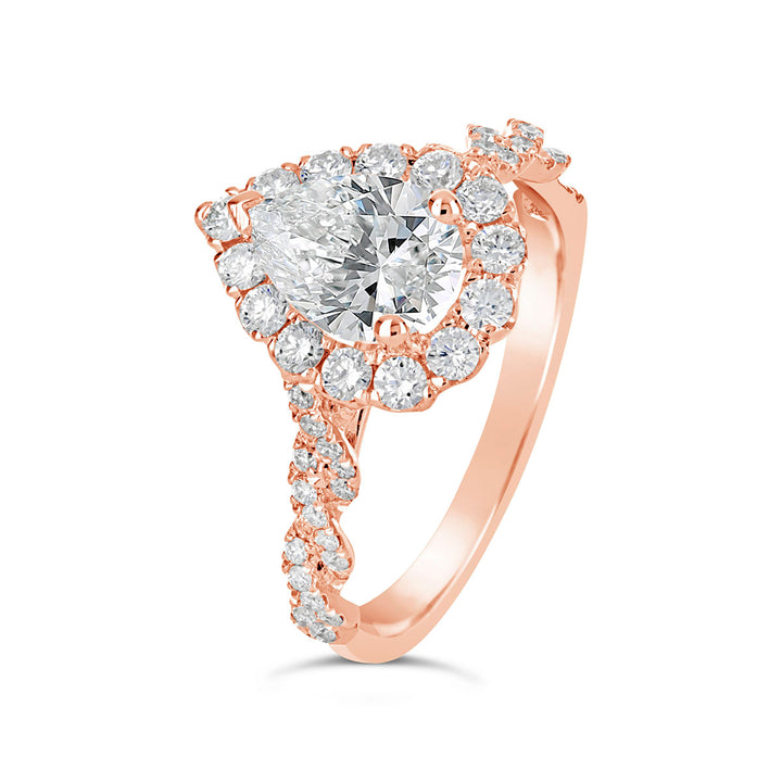 Diamond Halo Rope Band Engagement Ring - ARD2154