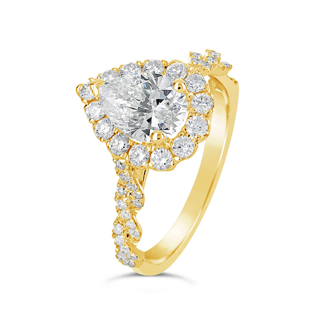 Diamond Halo Rope Band Engagement Ring - ARD2154