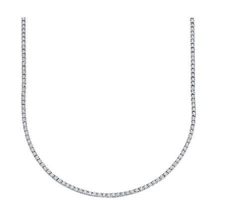 14K White Gold Shy Creation Diamond Tennis Necklace, 3.96 ct G/H SI - The Diamond Guys