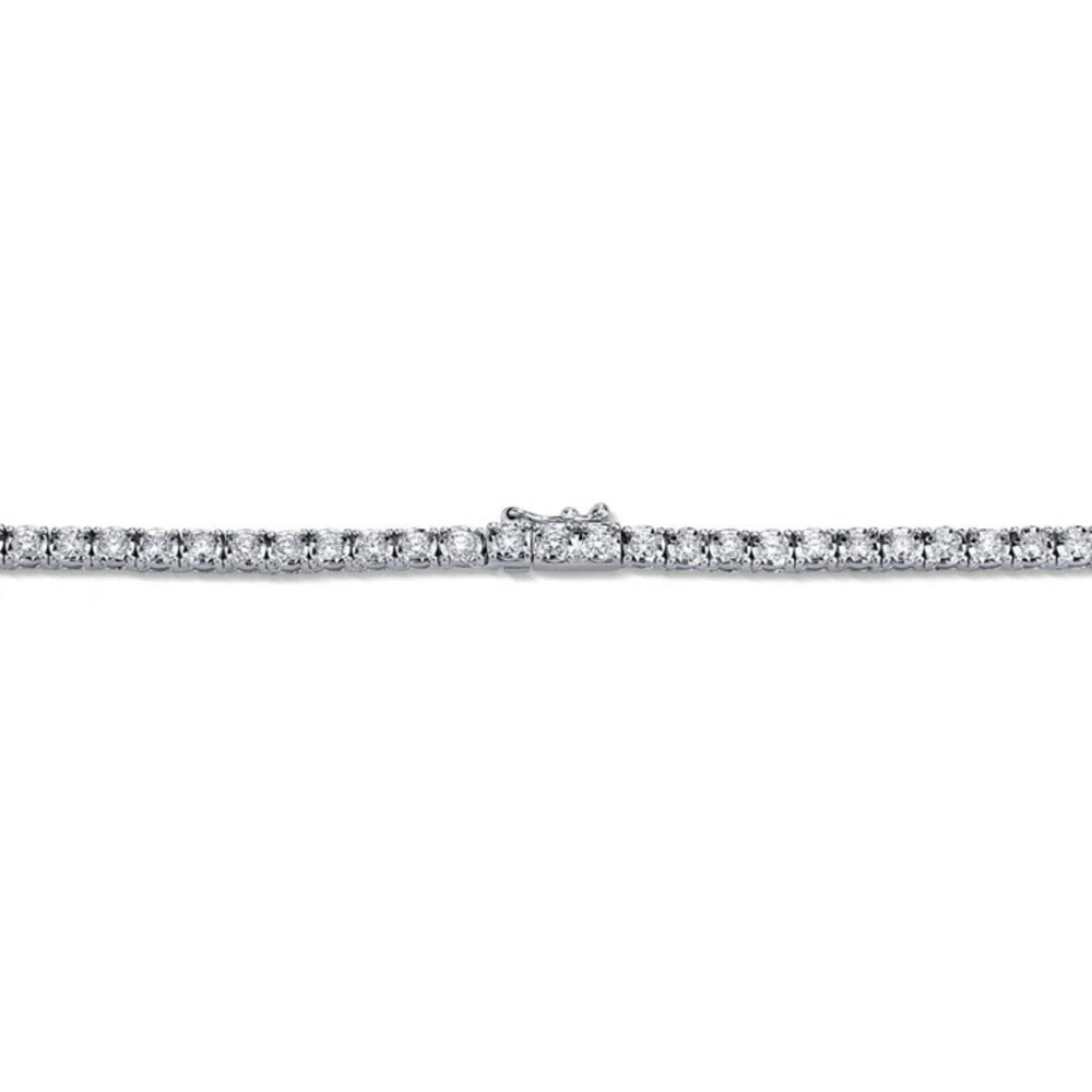 14K White Gold Shy Creation Diamond Tennis Necklace, 3.96 ct G/H SI - The Diamond Guys