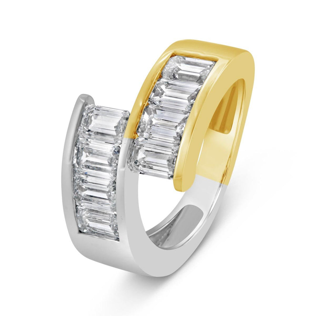 Bypass Channel Set Lab Grown Emerald Cut Diamond Fashion Ring