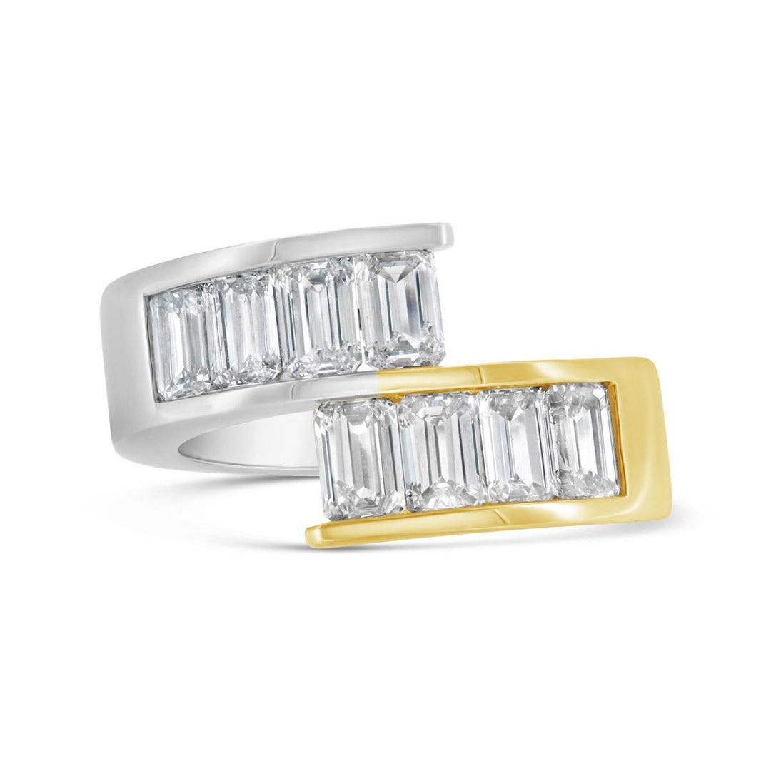 Bypass Channel Set Lab Grown Emerald Cut Diamond Fashion Ring
