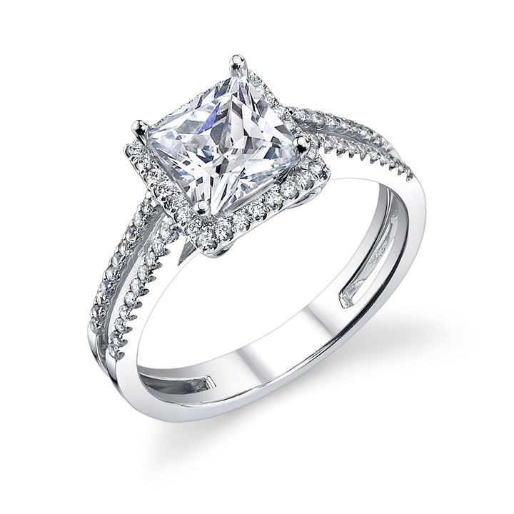 Split Shank Halo Diamond Engagement Ring - The Diamond Guys