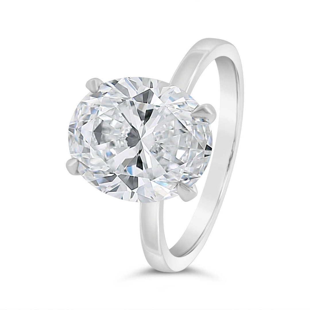 Flat Band Solitaire Engagement Ring - YJC3492R-OV