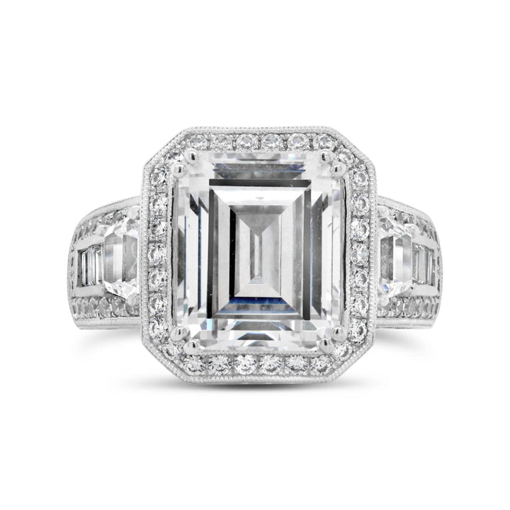 Wide Band Halo Diamond Engagement Ring with Milgrain Finish - YJM3137R - The Diamond Guys
