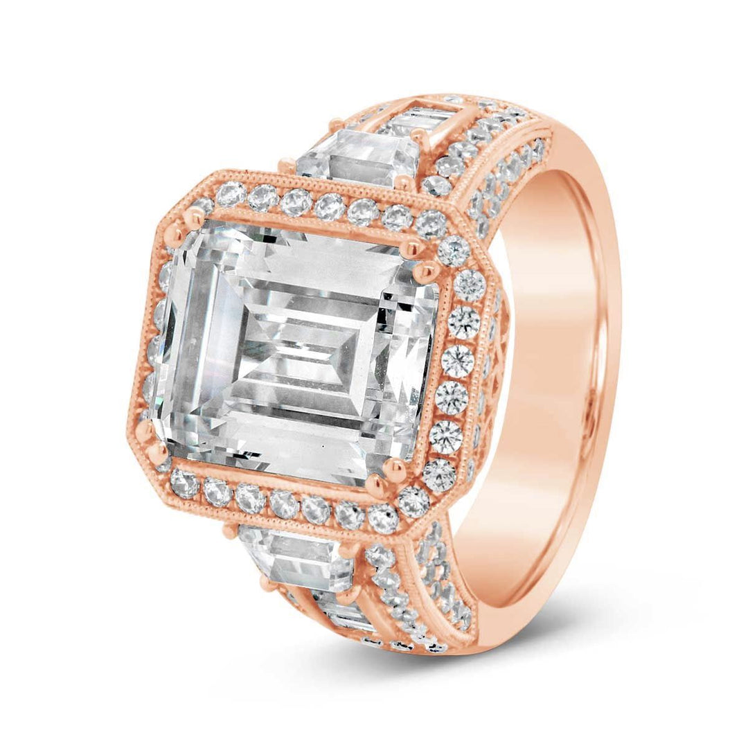 Wide Band Halo Diamond Engagement Ring with Milgrain Finish - YJM3137R - The Diamond Guys