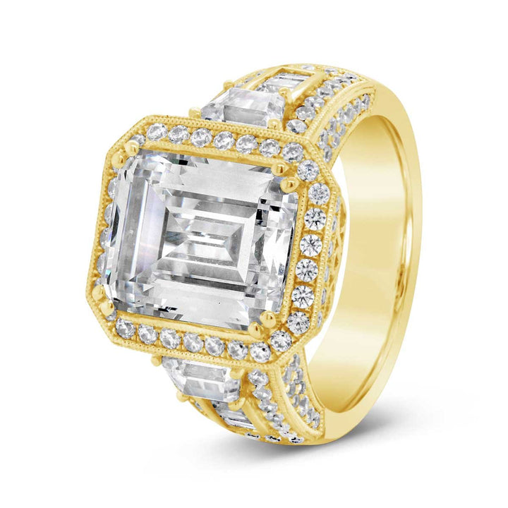Wide Band Halo Diamond Engagement Ring with Milgrain Finish - YJM3137R - The Diamond Guys