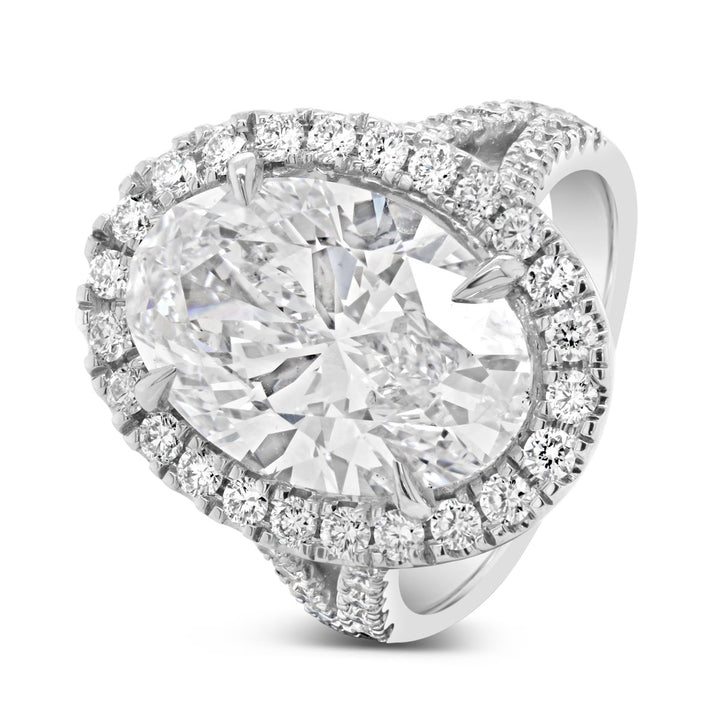 Split Shank Lab Grown Diamond Halo Engagement Ring