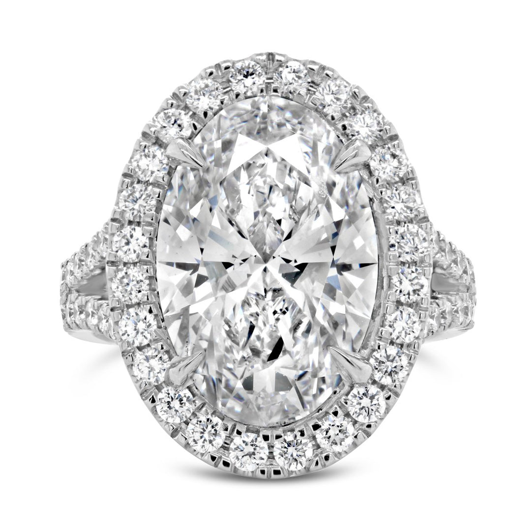 Split Shank Lab Grown Diamond Halo Engagement Ring