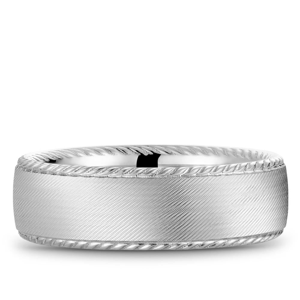 Gold Textured Men's Wedding Band with Rope Edges - RYL-222Y7