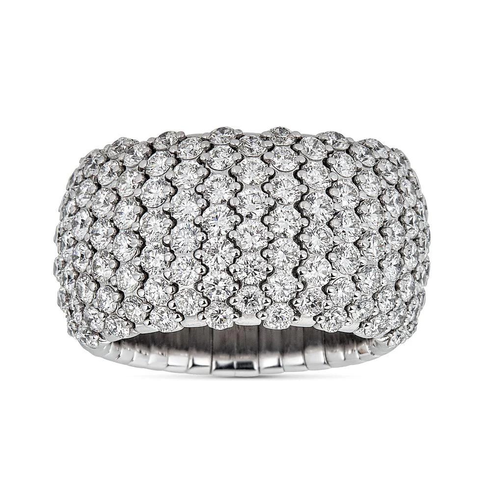18KW Italian Wide Diamond Stretch Band, Round Diamonds 3.15CTW G - VS