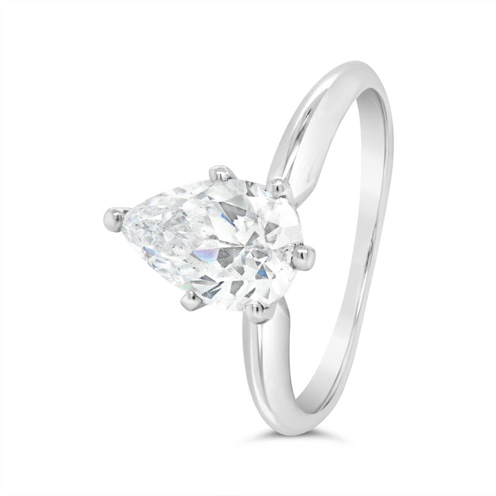 Siz Prong Pear Shape Diamond engagement Ring - The Diamond Guys