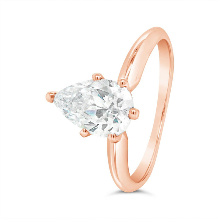 Siz Prong Pear Shape Diamond engagement Ring - The Diamond Guys