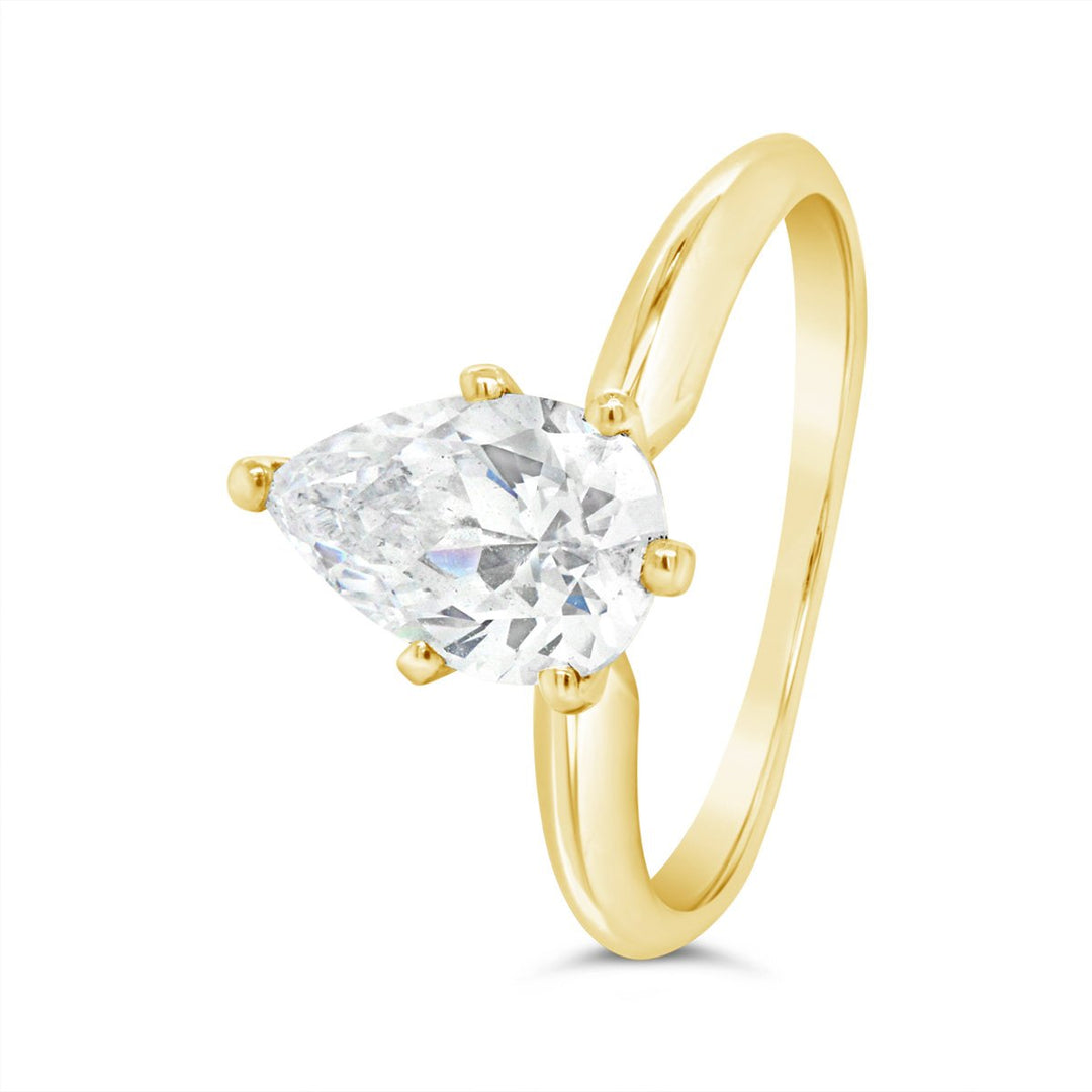 Siz Prong Pear Shape Diamond engagement Ring - The Diamond Guys
