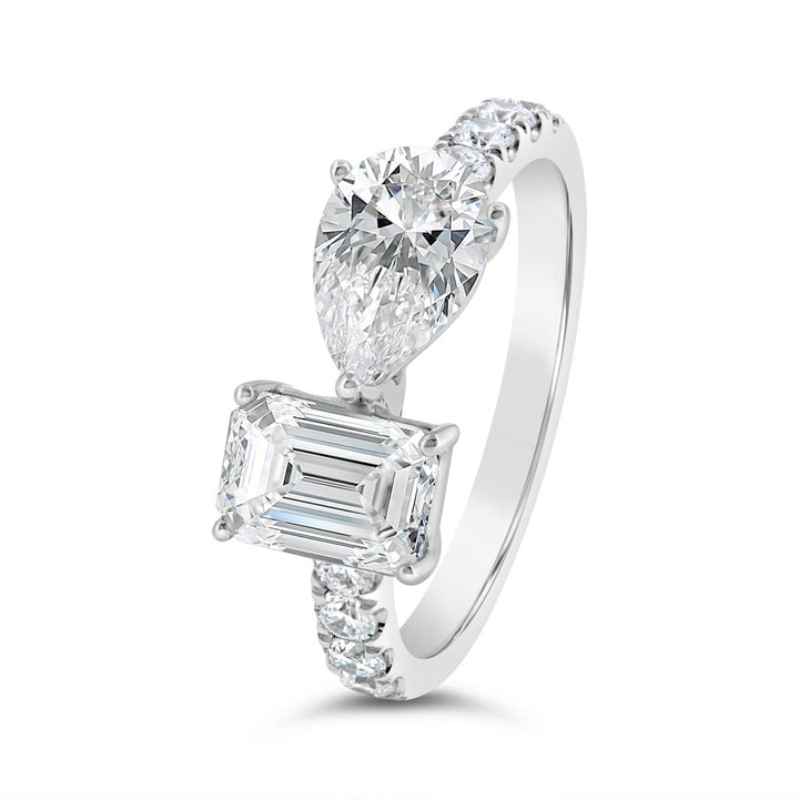 Lab Grown Moi Et Toi Pave Engagement Ring