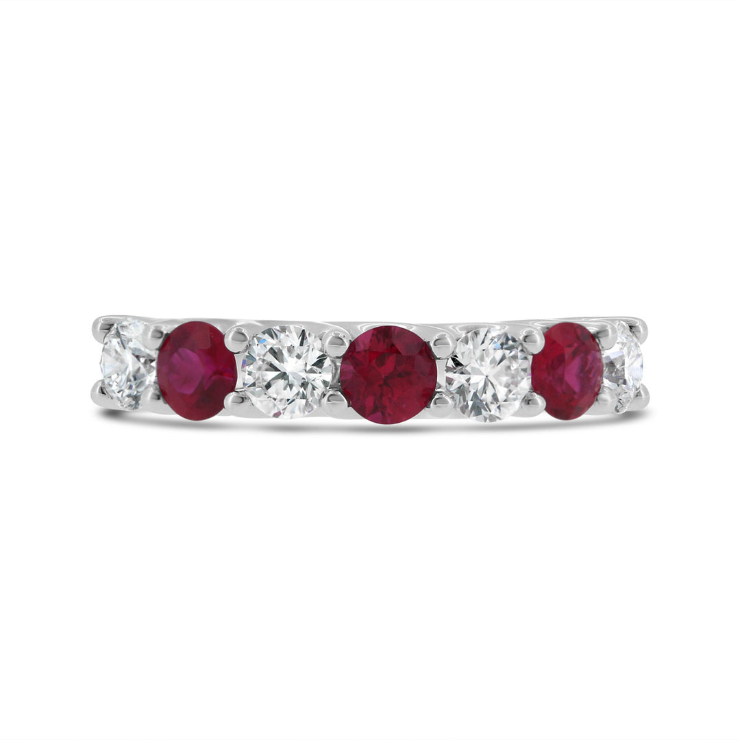 Half Way Set Alternating Ruby and Diamond Ring
