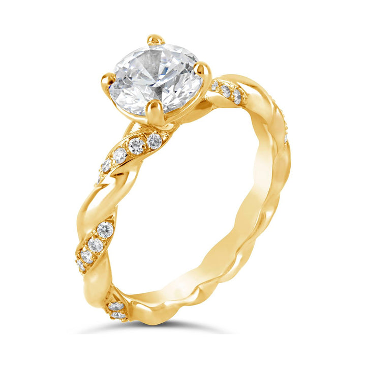 Cross Over Diamond Engagement Ring