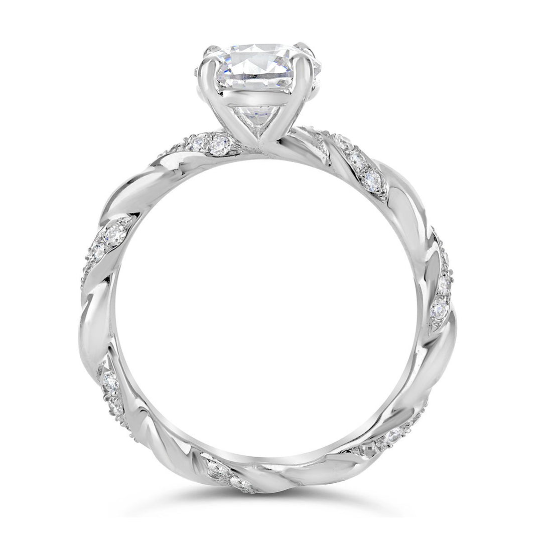 Cross Over Diamond Engagement Ring