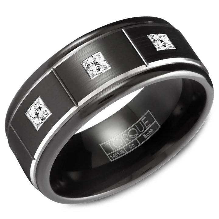 Black Men's Cobalt & Diamond Wedding Band - CBB-2132