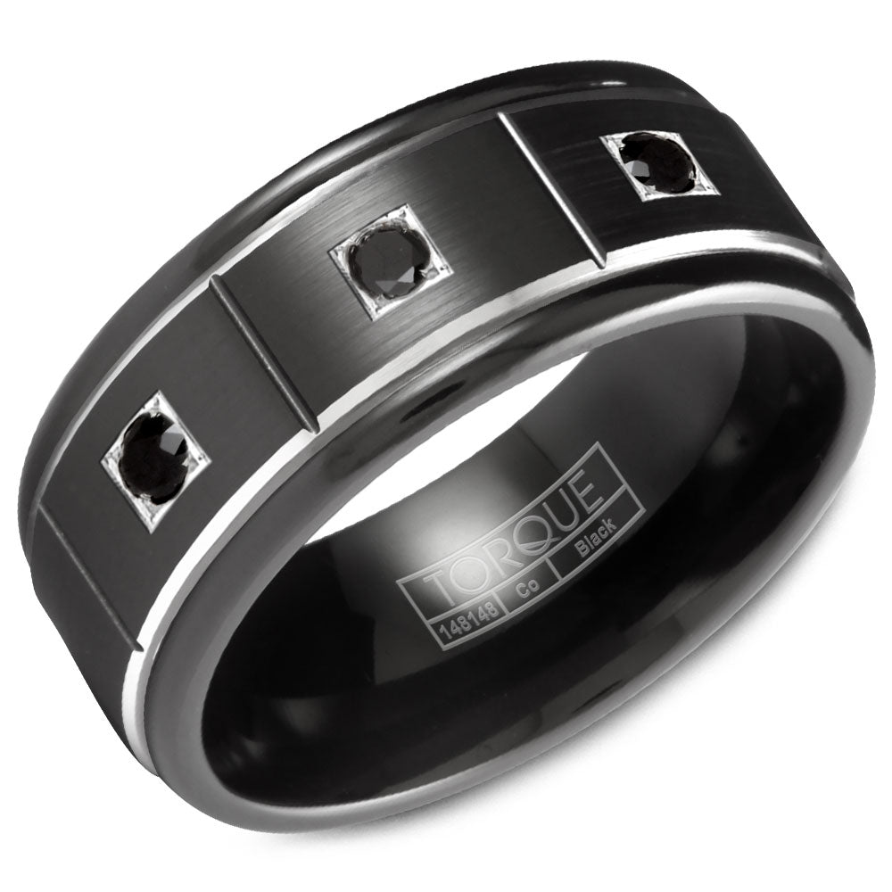 Black Men's Cobalt & Diamond Wedding Band - CBB-2132