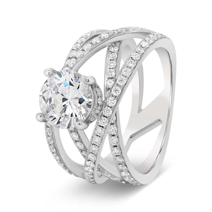 Cross Over Diamond Engagement Ring - GR4823