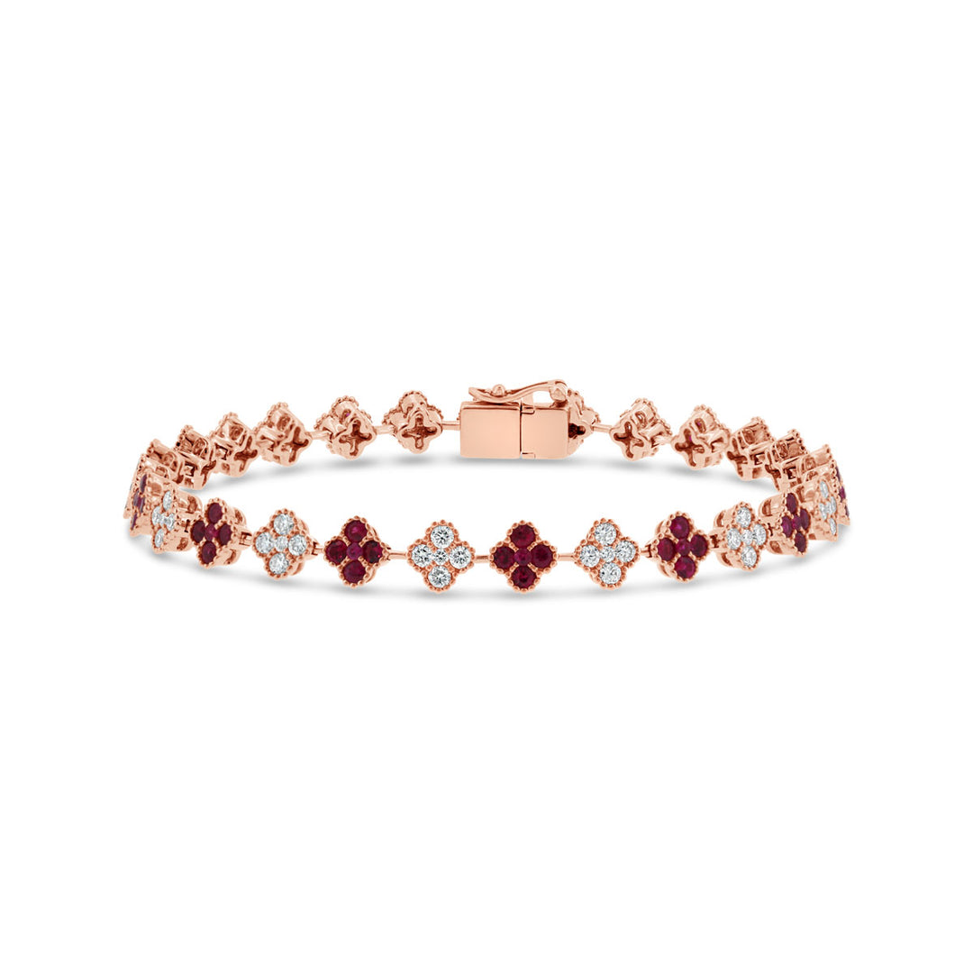 Diamond & Ruby Clover Bracelet