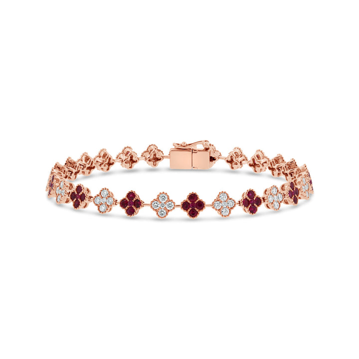 Diamond & Ruby Clover Bracelet