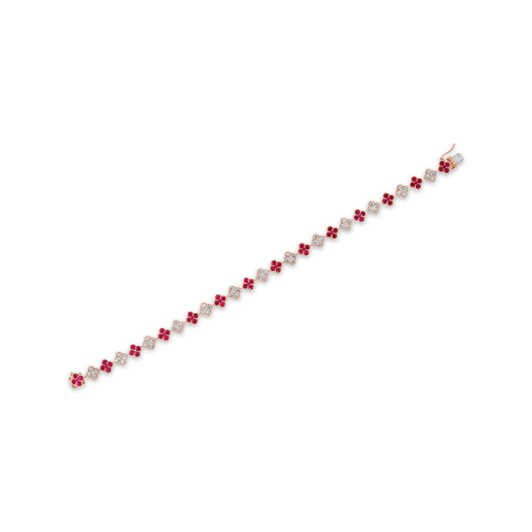 Diamond & Ruby Clover Bracelet