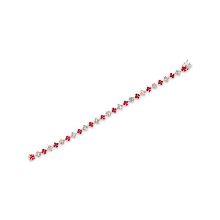 Diamond & Ruby Clover Bracelet