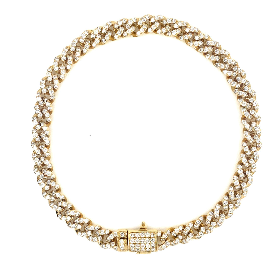 Yellow Gold Curb Link Pave Diamond Bracelet - GSB01020 - The Diamond Guys