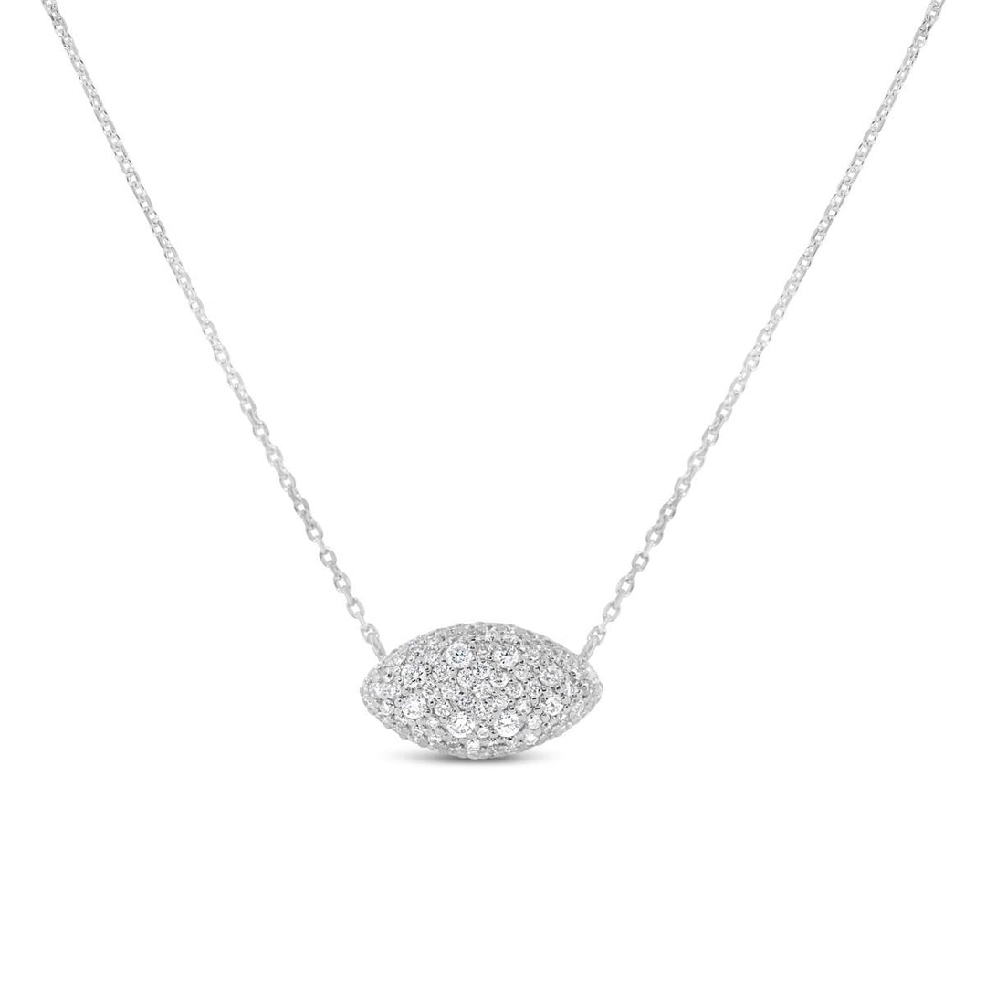 Pave Diamond Oval Necklace - The Diamond Guys