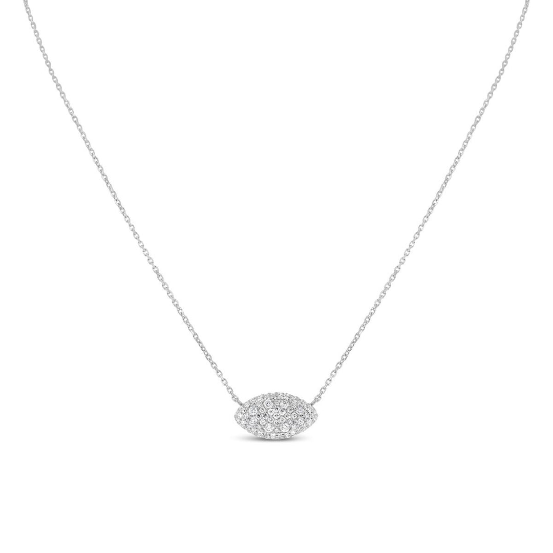 Pave Diamond Oval Necklace - The Diamond Guys