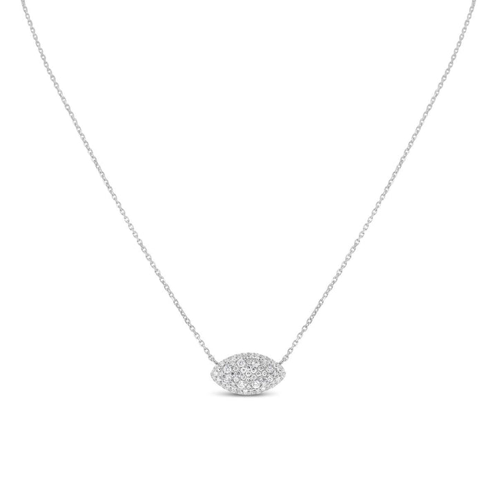 Pave Diamond Oval Necklace - The Diamond Guys