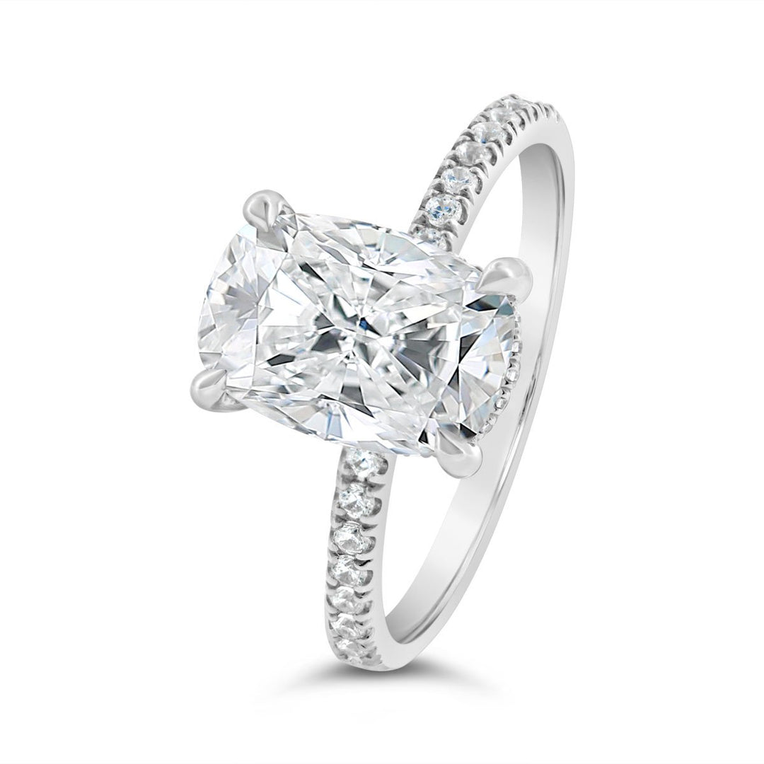 Hidden Halo Pave Diamond Engagement Ring - N0429SMB