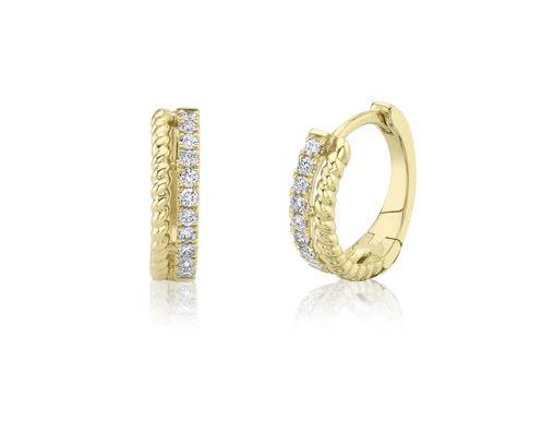 14K Yellow Gold Shy Creation Diamond Huggie Earring, 22 RD 0.19 ct  G/H SI - The Diamond Guys