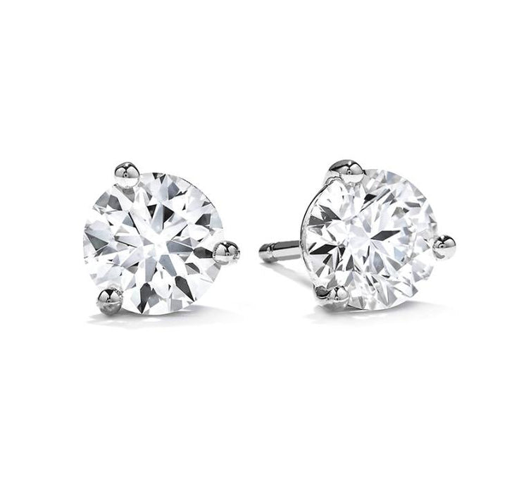 14K Gold Three Prong Martini Lab Grown Diamond Stud Earrings - 0.33 ct. - 1.00 ct. total weight