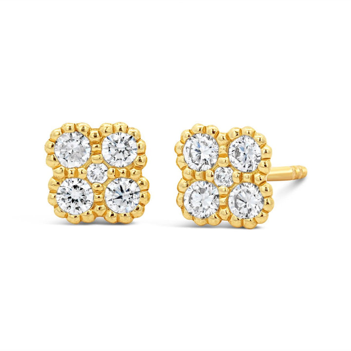Four Leaf Clover Diamond Stud Earrings - EN3432Y