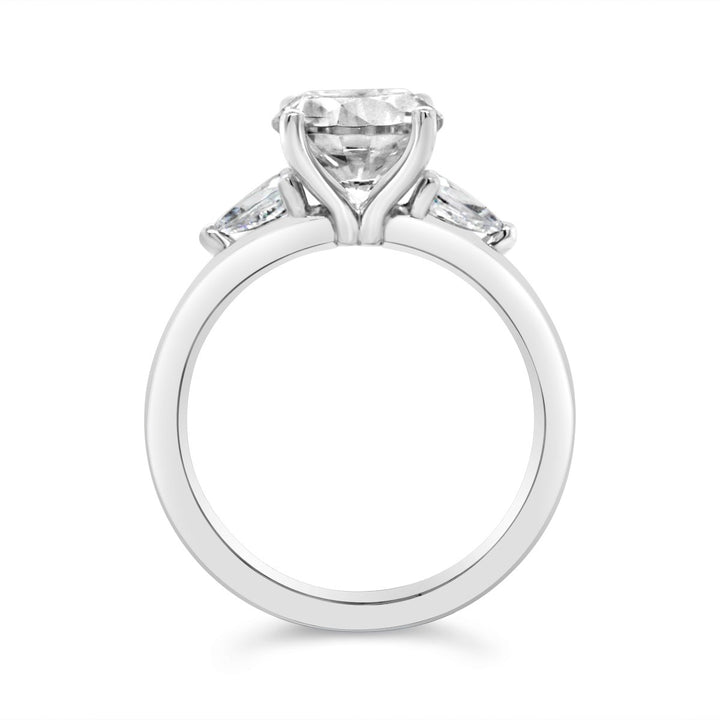 Three Stone Diamond Engagement Ring with Pear Shape Side Diamonds - The Diamond Guys