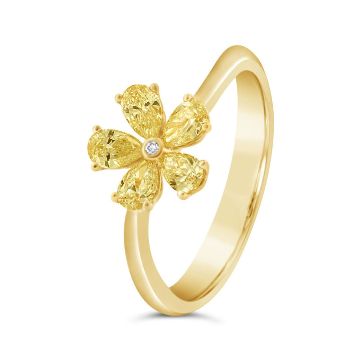 Five Petal Flower Diamond and FYD Fashion Ring