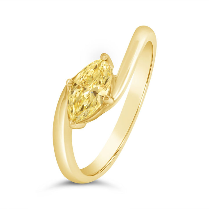 Fancy Yellow Marquise Diamond Bypass Fashion Ring