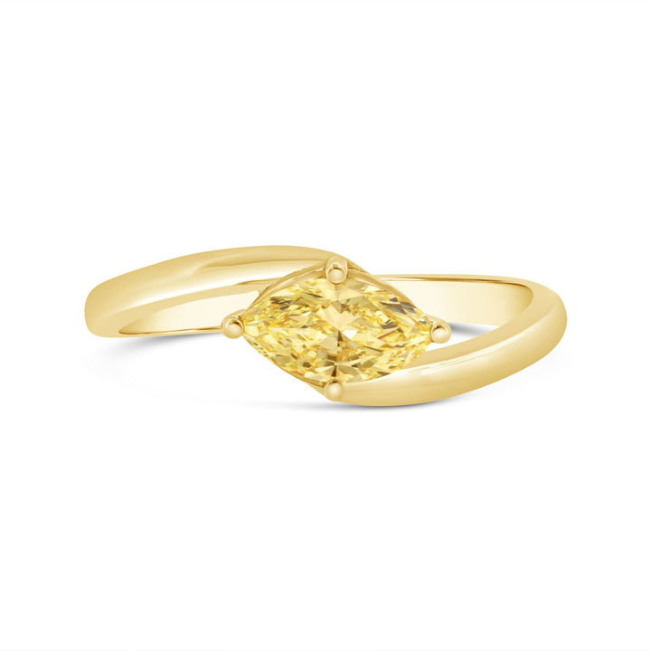 Fancy Yellow Marquise Diamond Bypass Fashion Ring