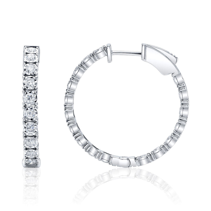 Shy Creation Inside Outside Diamond Hoop Earrings