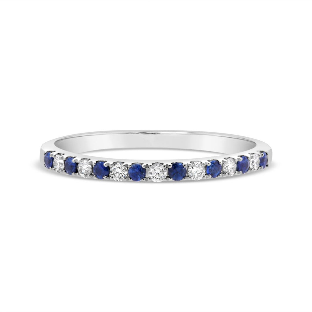 Half Way Set With Alternating Diamond and Blue Sapphire Band