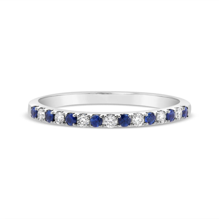 Half Way Set With Alternating Diamond and Blue Sapphire Band