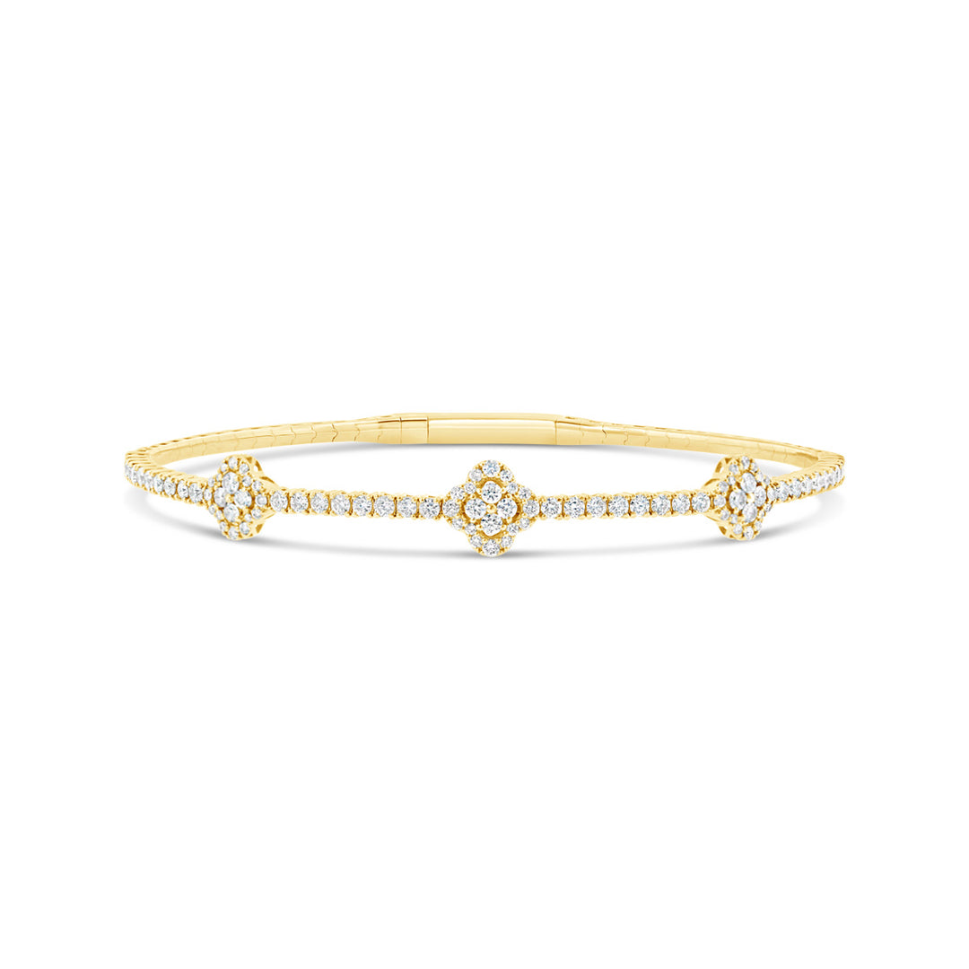 Diamond Clover Cluster Bangle - BG449